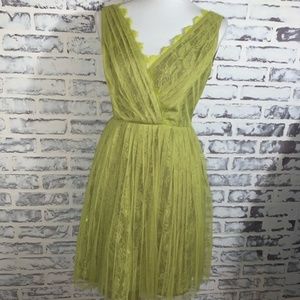 Anthropologie RYU Chartreuse Green Lace Dress szM